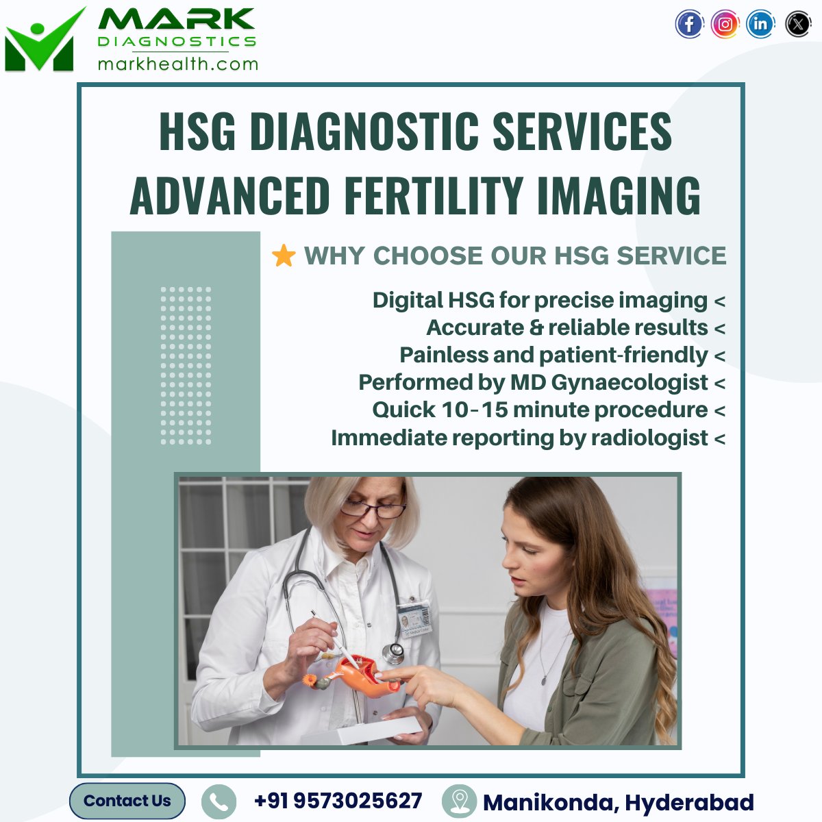 MarkDiagnostics's tweet image. Advanced fertility imaging 
HSG Diagnostic Services
✔ Digital &amp;amp; precise
✔ Accurate &amp;amp; reliable
✔ Painless
✔ MD Gynaecologist
📄 Immediate reports
📍 Manikonda, Hyderabad
📞 +91 9573025627
#HSGTest #DigitalHSG #FertilityCare  #InfertilitySupport #MarkDiagnostics