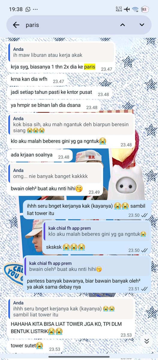 tkipis's tweet image. ternyata ak ada chat pas dia cerita suaminya ke Paris njir... trus tower sutet tuh ada yaaa???