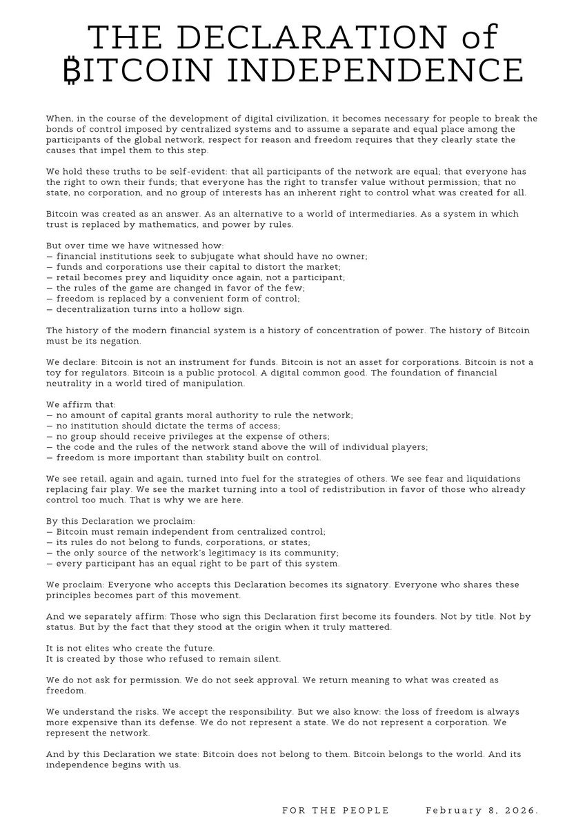 The Declaration of ₿itcoin Independence tweet media