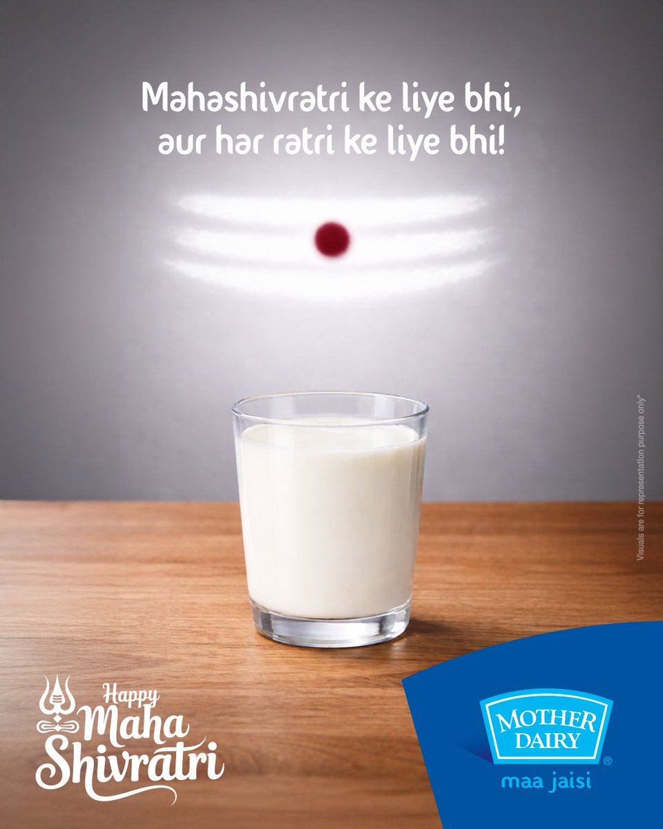 MotherDairyMilk's tweet photo. From abhishek to prasaad, milk is truly lord Shiva's favourite! #HappyMahashivratri
#MotherDairy #MotherDairyMilk #Topical #CreativeSpot #MovesOfMarketing https://t.co/ZeT2IskOLT