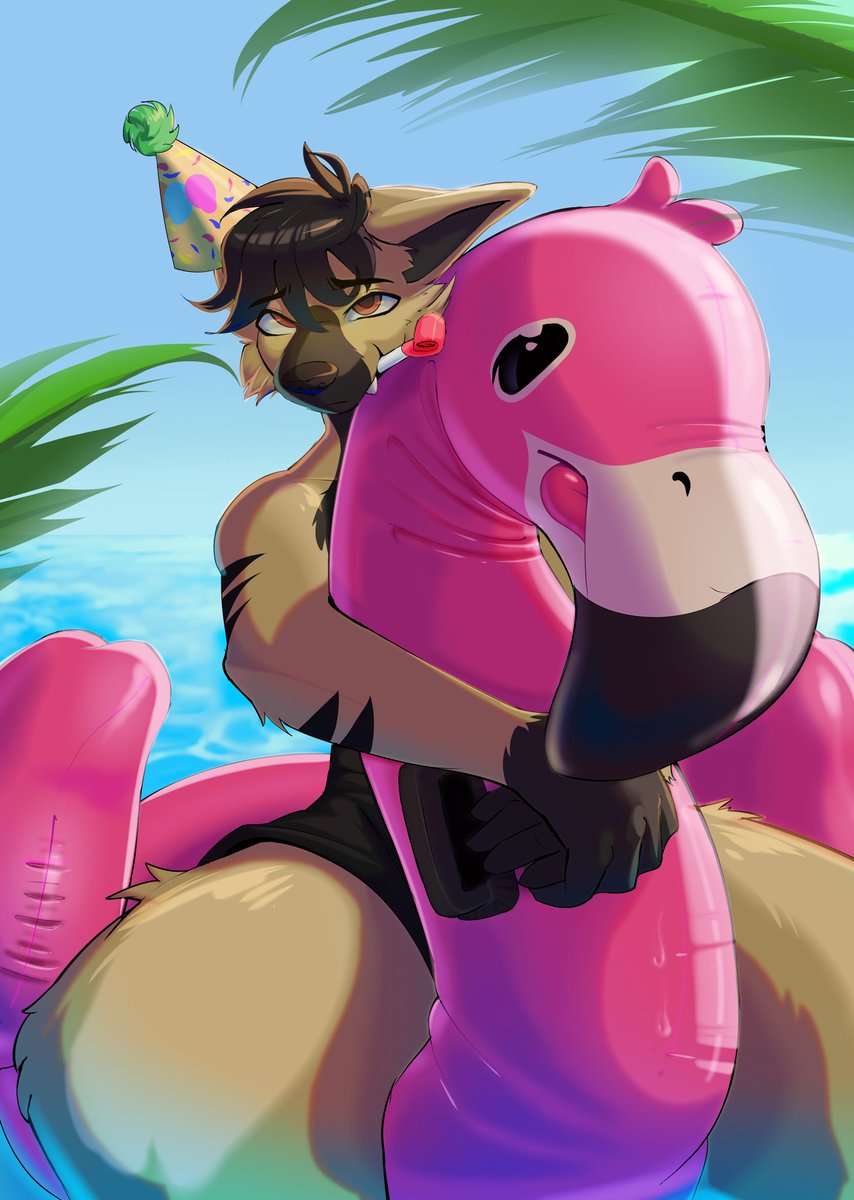 bouncybacon's tweet image. 🎉🎈BIRTHDAY ART DONE!!!🎈🎉 (late)! ! 
ft. my sona #furryart #pooltoy