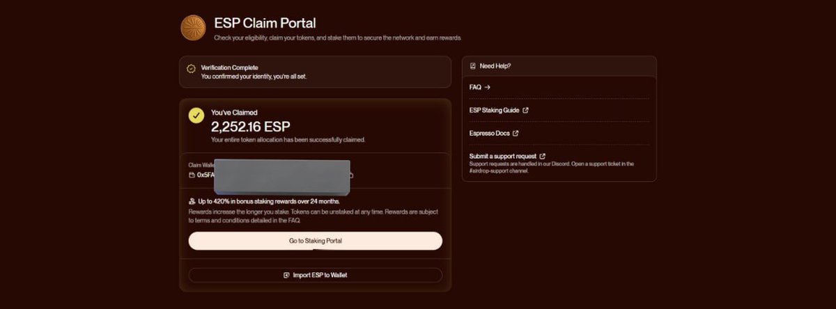 gFrens 🔥

Just claimed my Espresso Airdrop → About 5k $ESP (I think that not bad...)

👉 claim.espresseo.foundation

Claim your #ESP and secure your bag 🪂