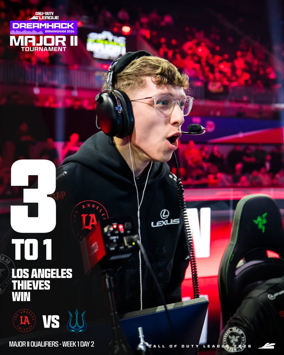 Résultats du Jour 2 | Semaine 1

• <a href="/ParisM8/">Paris Gentle Mates</a> (3) - (1) <a href="/Riyadh_Falcons/">Riyadh Falcons</a> 
• <a href="/OpTicTexas/">OpTic Texas</a> (3) - (2) <a href="/G2CDL/">G2 Minnesota</a> 
• <a href="/FaZe_Vegas/">FaZe Vegas</a> (3) - (0) <a href="/TorontoKOI/">Toronto KOI</a> 
• <a href="/LAThieves/">LA Thieves</a> (3) - (1) <a href="/SurgeVancouver/">Vancouver Surge</a> 

Qualifications Major II | #CDL2026