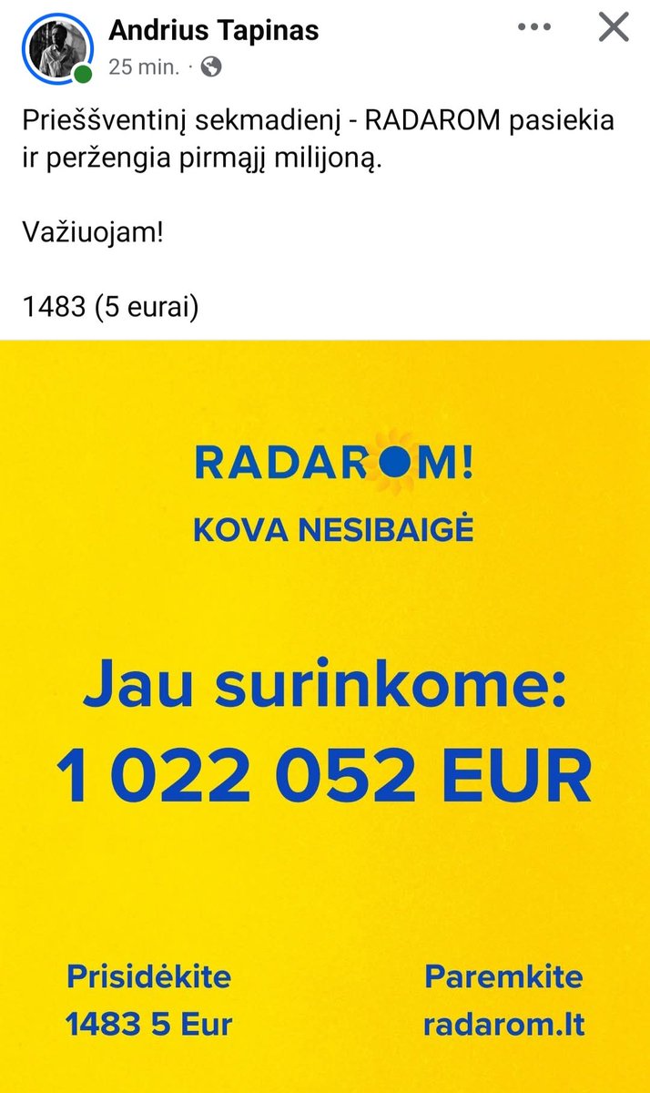 IlonaD00's tweet photo. И у нас есть первый 1 000 000 €.
Как минимум 4 отряда роботов.
https://t.co/jeyyAIRW1Y
Разом до Перемоги 🇱🇹🇺🇦
#radarom https://t.co/eOXnmAYzPa