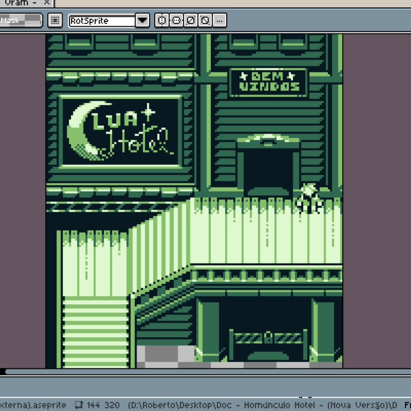 veiocartucho's tweet photo. Hello, friends 🕹✨

I want to show you a little bit of the process of creating backgrounds for the Game Boy!

I like to work together with another Aseprite document with the Game Boy's VRAM proportions.

This helps me control sprite storage.

#gbstudio #pixelart #GameBoy https://t.co/YxbPOzKzVT