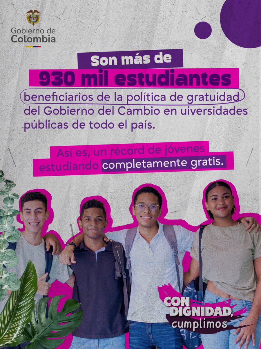 ¡930 mil razones para celebrar! 🥳
Más de 930 mil estudiantes ya estudian completamente gratis en universidades públicas de todo el país.
Esto pasa cuando la educación deja de ser un negocio y se convierte en derecho real.
#SoyUnoDeLos347Mil 
#ConDignidadCumplimos