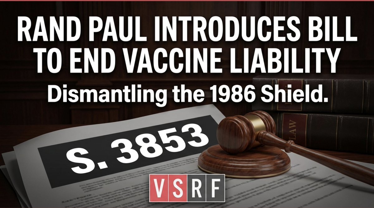🚨 MAJOR BREAKTHROUGH: Senator Rand Paul <a href="/RandPaul/">Rand Paul</a> has just introduced federal legislation (S. 3853) to officially strip vaccine manufacturers of their nationwide liability immunity. 

For 40 years, the 1986 National Childhood Vaccine Injury Act has acted as a fortress,