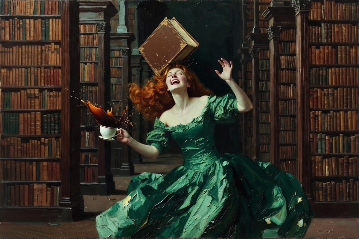 𝑻𝒉𝒆 𝒂𝒓𝒕 𝒐𝒇 𝒍𝒊𝒃𝒓𝒂𝒓𝒚 𝒎𝒊𝒔𝒉𝒂𝒑𝒔:
When the plot twist is so good it defies the laws of physics 📚

Inspired from real-life event. I was looking for a book. While searching, I can see someone from the other side of the shelf, jumping. She wanted to return the book