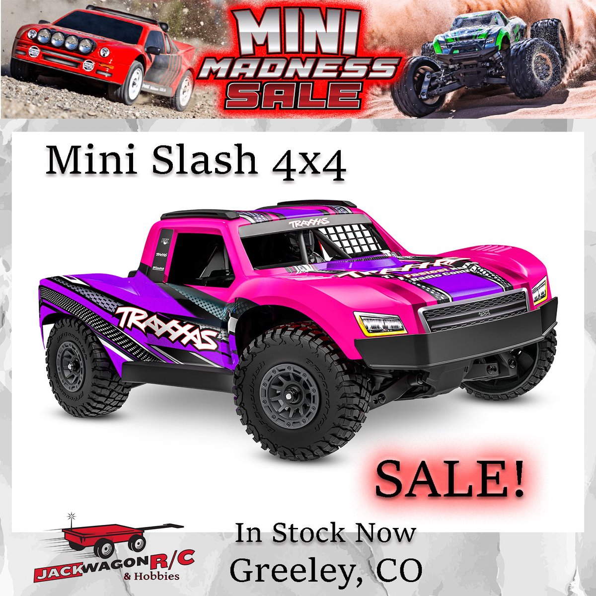 jackwagonrc's tweet photo. 🏁 BIG Performance. Mini Price! The Traxxas Mini Madness Sale is on at JackWagon R/C! 🚗💨 Unbeatable prices on: Mini Slash 4X4, Mini Maxx BL-2s, Mini XRT VXL, &amp; Mini Rally RS200. Don't miss out – visit JackWagon R/C in Greeley now! 🔥 #Traxxas #JackWagonRC #GreeleyRC https://t.co/XRPb4gwA6p