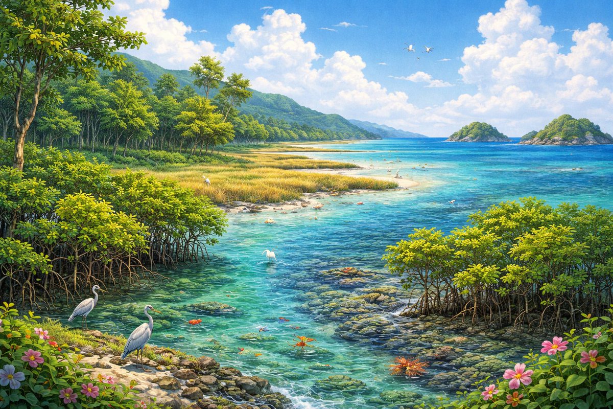 Peripheral ecosystems are NOT marginal. They are ecological powerhouses:
• Form transition zones (ecotones) between major habitats (mangroves, marshes, reef edges, buffer habitats).
• Environmental gradients → unique species assemblages.
• Generate new biodiversity (new