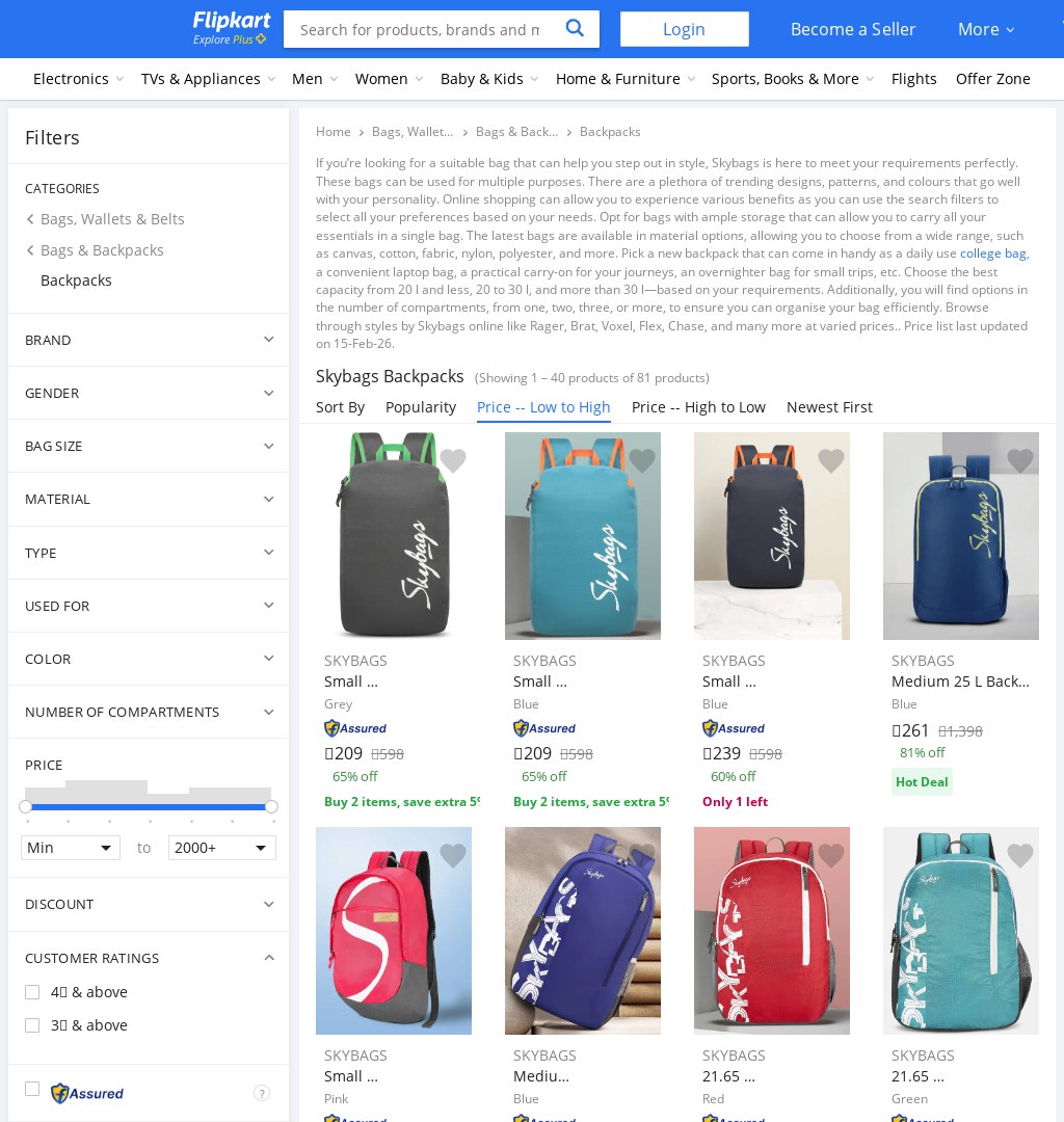 DealZille's tweet image. 🚨Limited stock alert!  
209Skybags Backpacks now ₹1,299 MRP: ₹2,199. Selling fast, Lowest.  
fkrt.cc/h1h9xPI #ad #Skybags #BackpackDeal #Sale