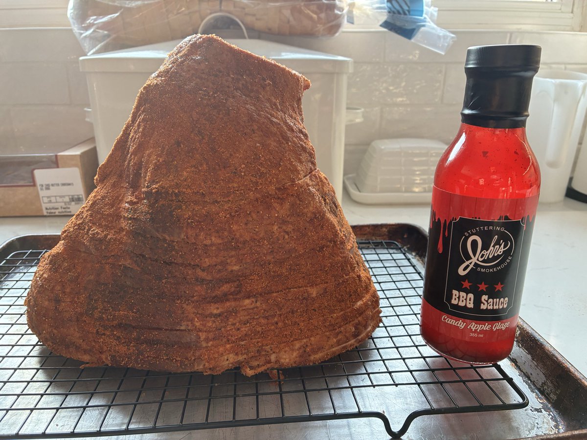 RyanOlmstead's tweet photo. @DivaQBBQ Double smoking a spiral ham over here. https://t.co/tHLs9Gytdr