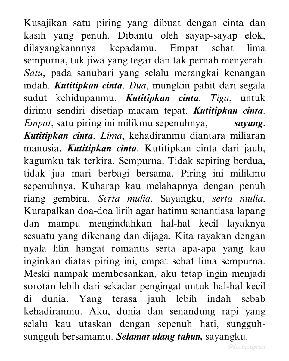 diantaraprosa's tweet photo. Satu piring ini, milikmu. Sepenuhnya. https://t.co/ZXtW6jeol2