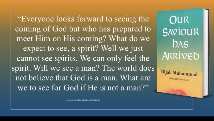 “Everyone looks forward to seeing the
coming of God but who has prepared to
meet Him on His coming? What do we
expect to see, a spirit? Well we just
cannot see spirits.”—-<a href="/MasterDMuhammad/">Daniel Muhammad</a> 

#NOISundays