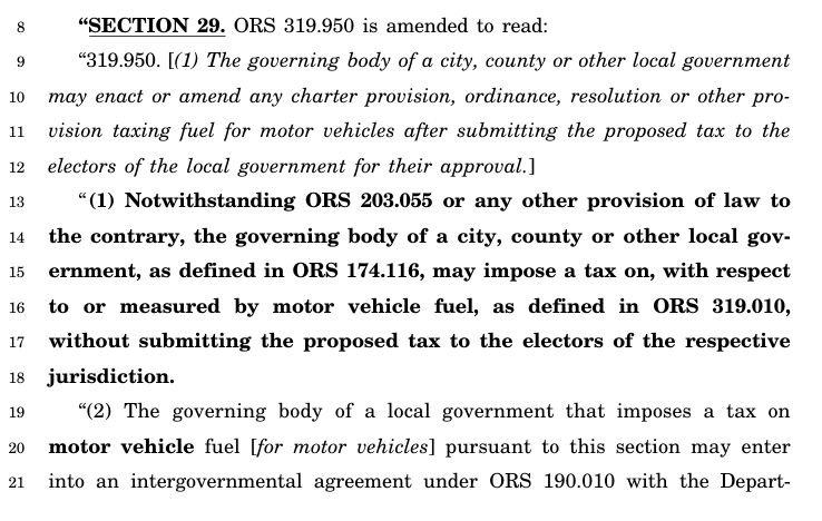 Sources tell me this wknd Evans's -23 amendment to HB 4007 is a payoff to cities and counties because the -17 amendment takes some money away from them.  All bc their tax hike imperiled.

Links to Oregon Legislative Information System don't work on here, but you can look it up.
