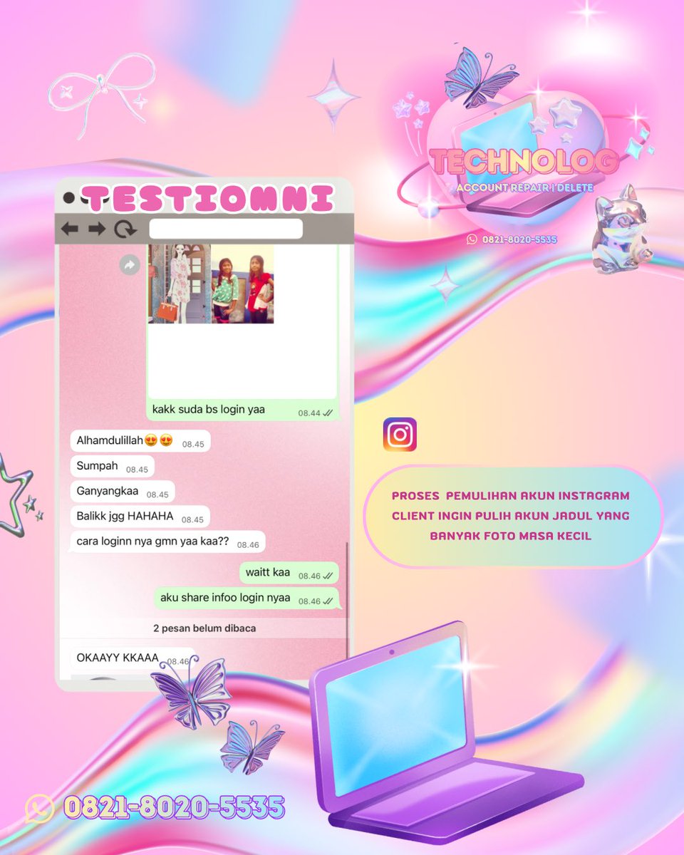 difficclt's tweet image. Bantuan Pemulihan Akun, Intagram, Facebook
Tik Tok, Twitter, T Lindkedin Whatsapp, Telegram ‼️

Akun terkunci/dihack/ditangguhkan⁉️

Atau 
Mau Jasa hack sosmed &amp;amp; sadap sosmed, hapus akun tanpa email/sandi/no hp❓

Trusted, Full Testi, Fast Respon🛍️
wa.me/6282180205535