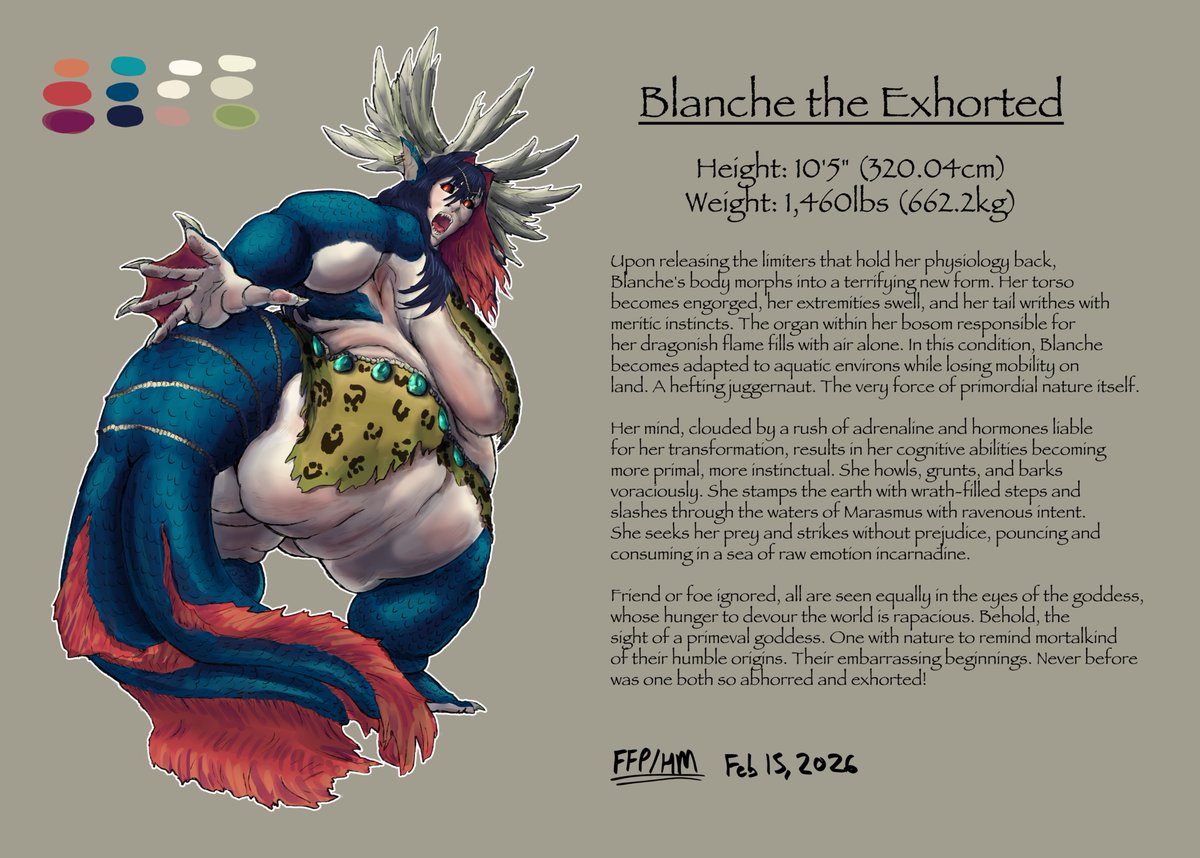 Blanche the Exhorted! New form for Blanche. More aquatic based. Maximum raw physical POWER
