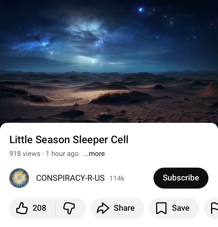 1/3 Finally. I’m clearly not the only one who sees the shills in the Little Season. 

Conspiracy-R-Us on YT has picked up on what he calls a “sleeper cell” in the LS. Dude is aWAKE! 

About 8 mins this. >2

m.youtube.com/watch?v=dI7usC…