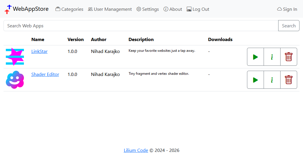 LiliumCode's tweet photo. 20260215 WebAppStore WIP
New WebApps:
* LinkStar
* Shader Editor
LinkStar is a link management app designed to simplify how you handle URLs.
Shader Editor is a tiny development tool built for designing and testing shaders with ease.
#programming #webapp #webappstore https://t.co/FDGMgUB3Q1