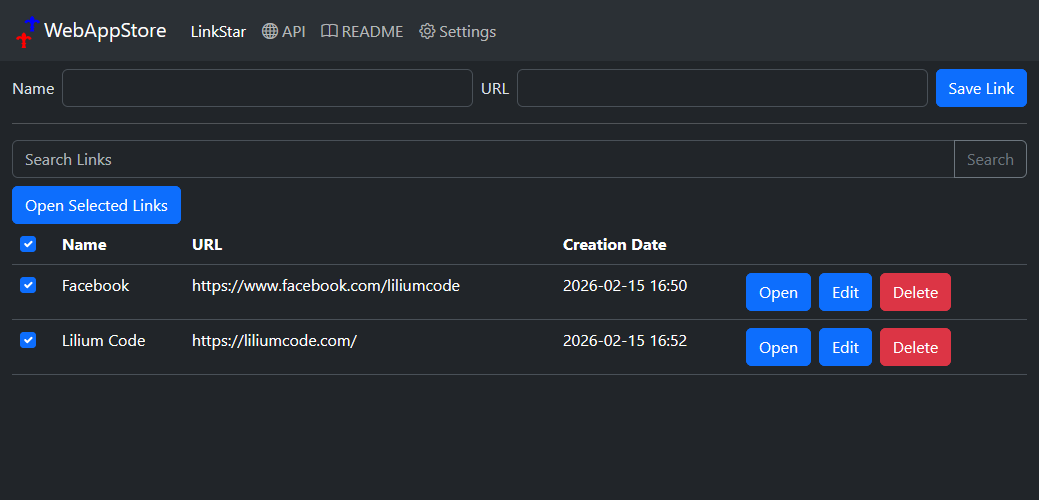 LiliumCode's tweet photo. 20260215 WebAppStore WIP
New WebApps:
* LinkStar
* Shader Editor
LinkStar is a link management app designed to simplify how you handle URLs.
Shader Editor is a tiny development tool built for designing and testing shaders with ease.
#programming #webapp #webappstore https://t.co/FDGMgUB3Q1