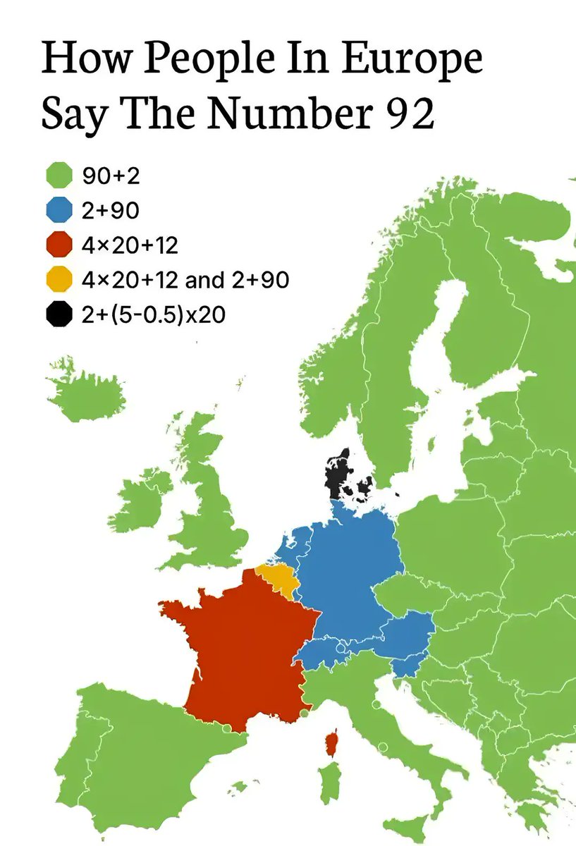Being Danish means pronouncing 92 as: tooghalvfems