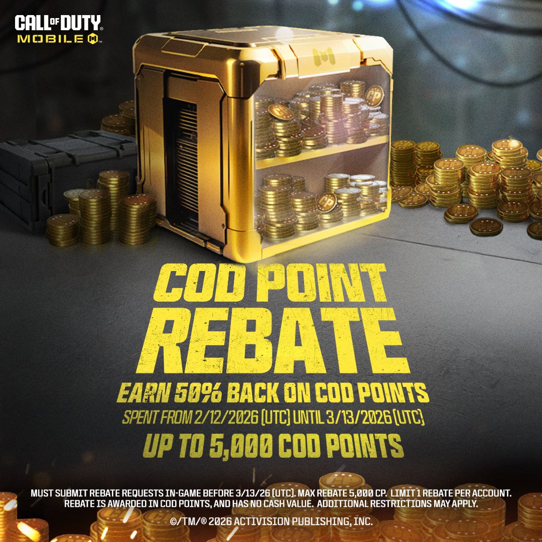 Get 50% of up to 10,000 COD Points you spend back during the... | Call ...