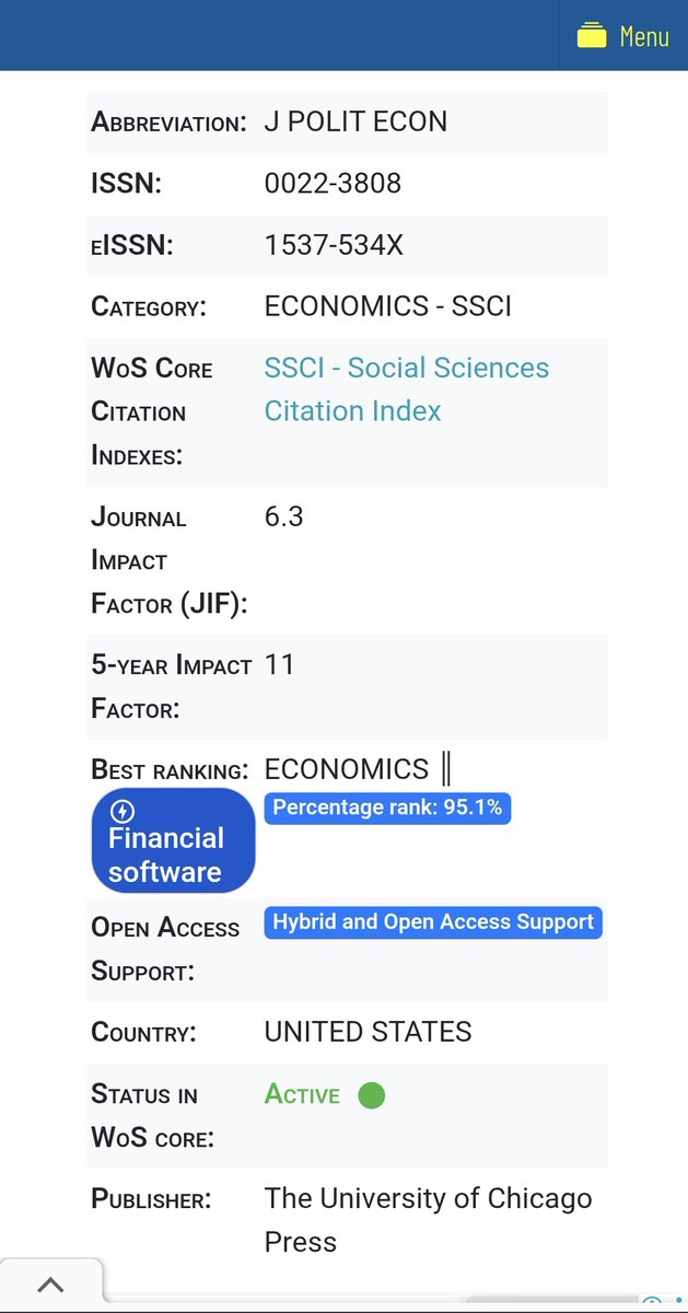 Ekonomist değilim ama Journal of Political Economy dünyanın önemli ...