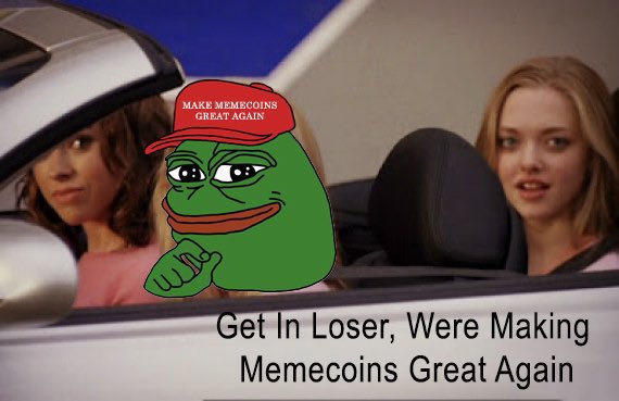 Pepe2026eth's tweet image. Get in loser, we’re making Memecoins great again $PEPE #MMGA