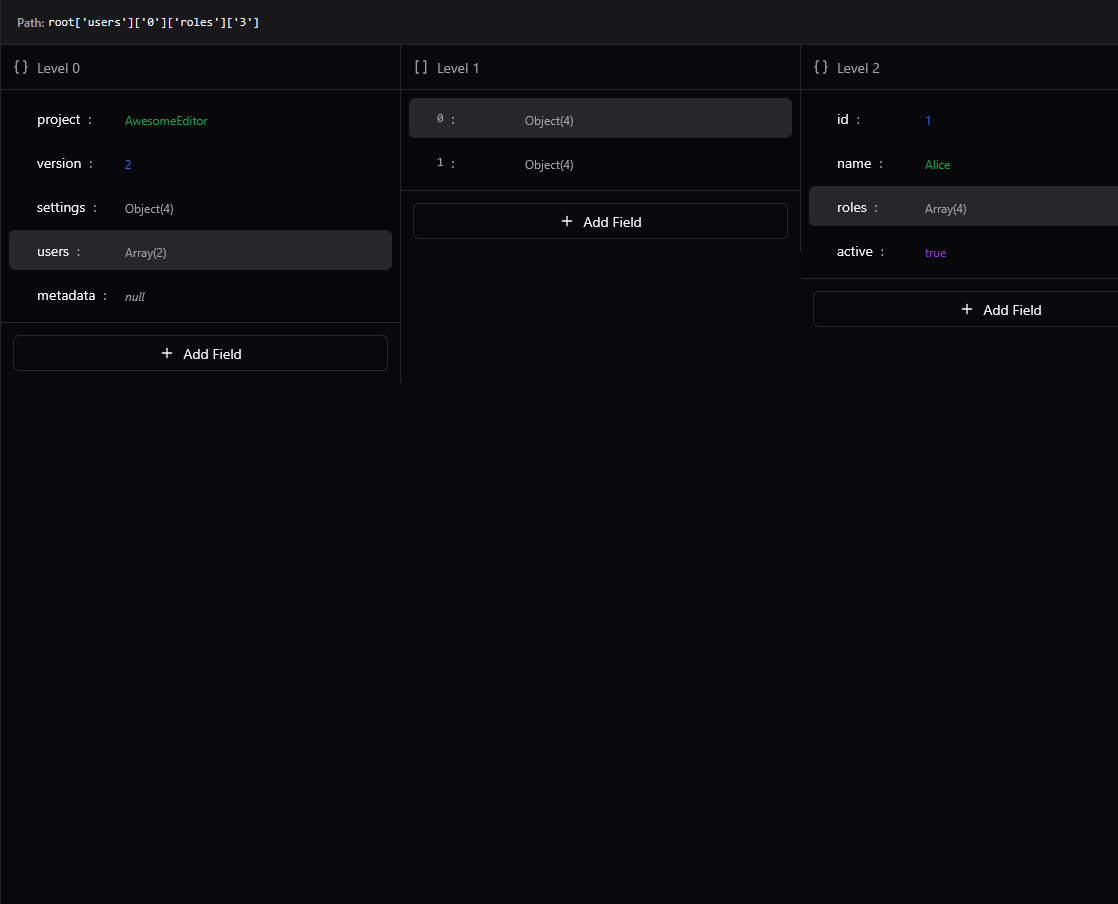 RevazGh's tweet photo. Shipping day! 🚀

Awesome JSON Editor update:

• Fullscreen mode
• Centered editing column
• Extended key name space + tooltips
Better focus. Cleaner workspace.

Try it out!

#shippingday #productupdate #ux https://t.co/X0dX5hAqJo