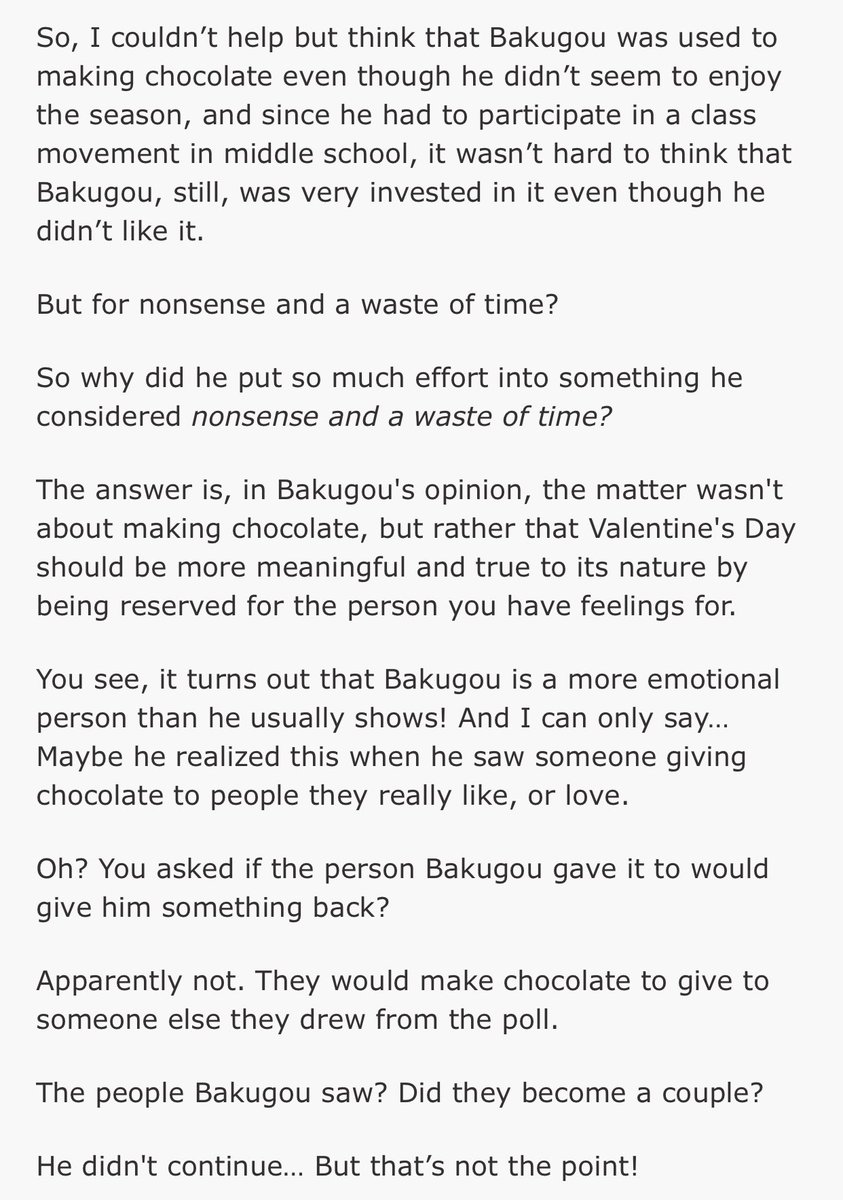 just realized valentine passed buttttt ok yearning izuku and a little oblivious jealousy katsuki 😭🤚