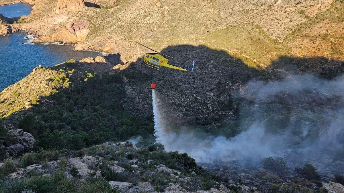 El incendio forestal de Cabo Tiñoso se ha dado por controlado por los efectivos del #PlanInfomur.

En el lugar permanecen trabajando dos brigadas forestales junto a Protección Civil, agentes medioambientales y Policía Local. Efectivos se mantendrán hasta su extinción.

Reitero el