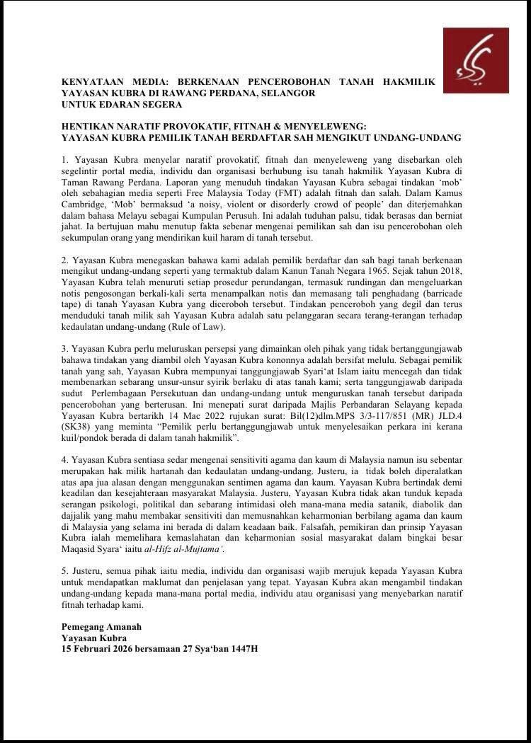 Kesian sampai tuan tanah kena buat surat rasmi macam ni sebab semua pihak seperti meludah ke muka tuan tanah

Media - Menggelar tuan tanah "MOB" "GANG"
Polis - Tahan tuan rumah
YB - Membuat PHOTO OP dengan penceroboh
Kaum penceroboh - Spin fakta kuil itu dari tahun 1930

SEDIH