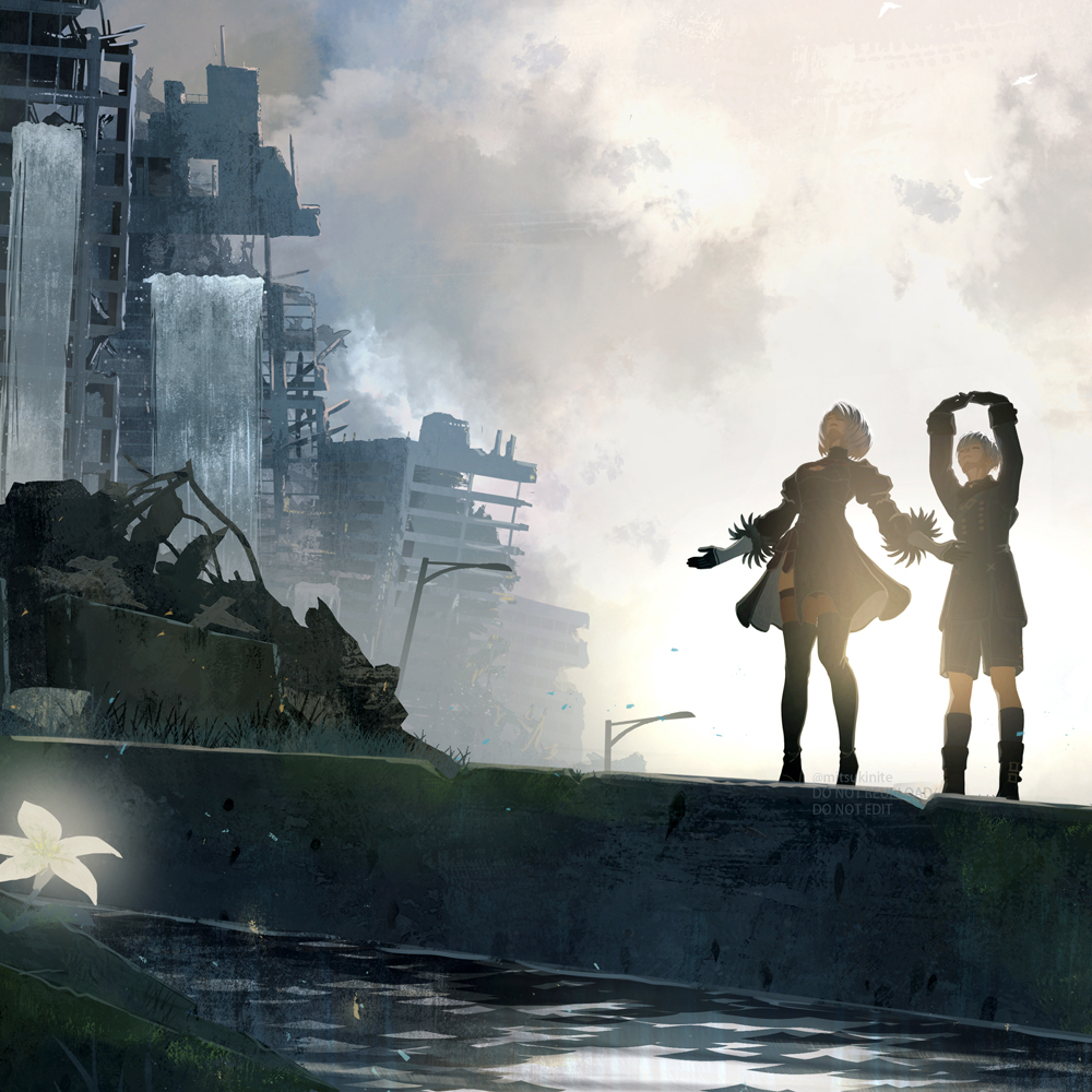 9S &amp; 2B enjoying the sea breeze in the Flooded City
full picture on reply