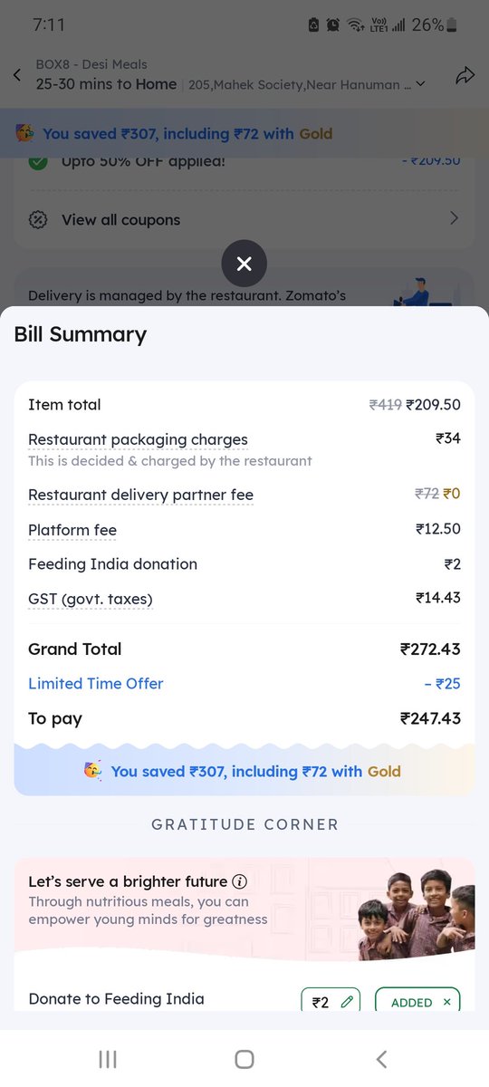 kp2290's tweet photo. What ?
Restaurant packing Charges ????

@SupportFli26423 @deepigoyal https://t.co/M6B91kj2Ci