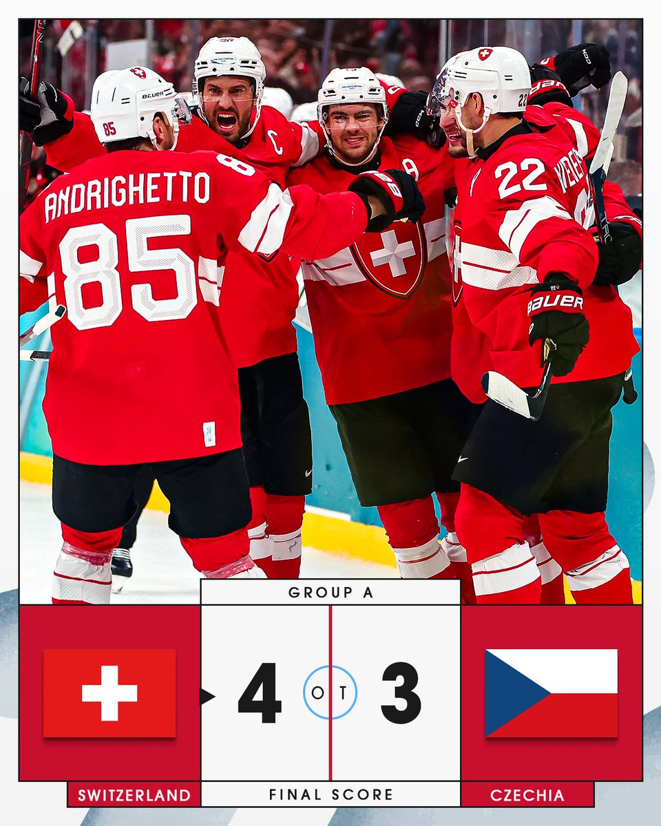 SWITZERLAND WINS IT IN OVERTIME 🇨🇭
Watch NHLers at the #MilanoCortina2026 #WinterOlympics on @NBCSports, @peacock, @cbcsports, @cbcgem, & @Sportsnet!