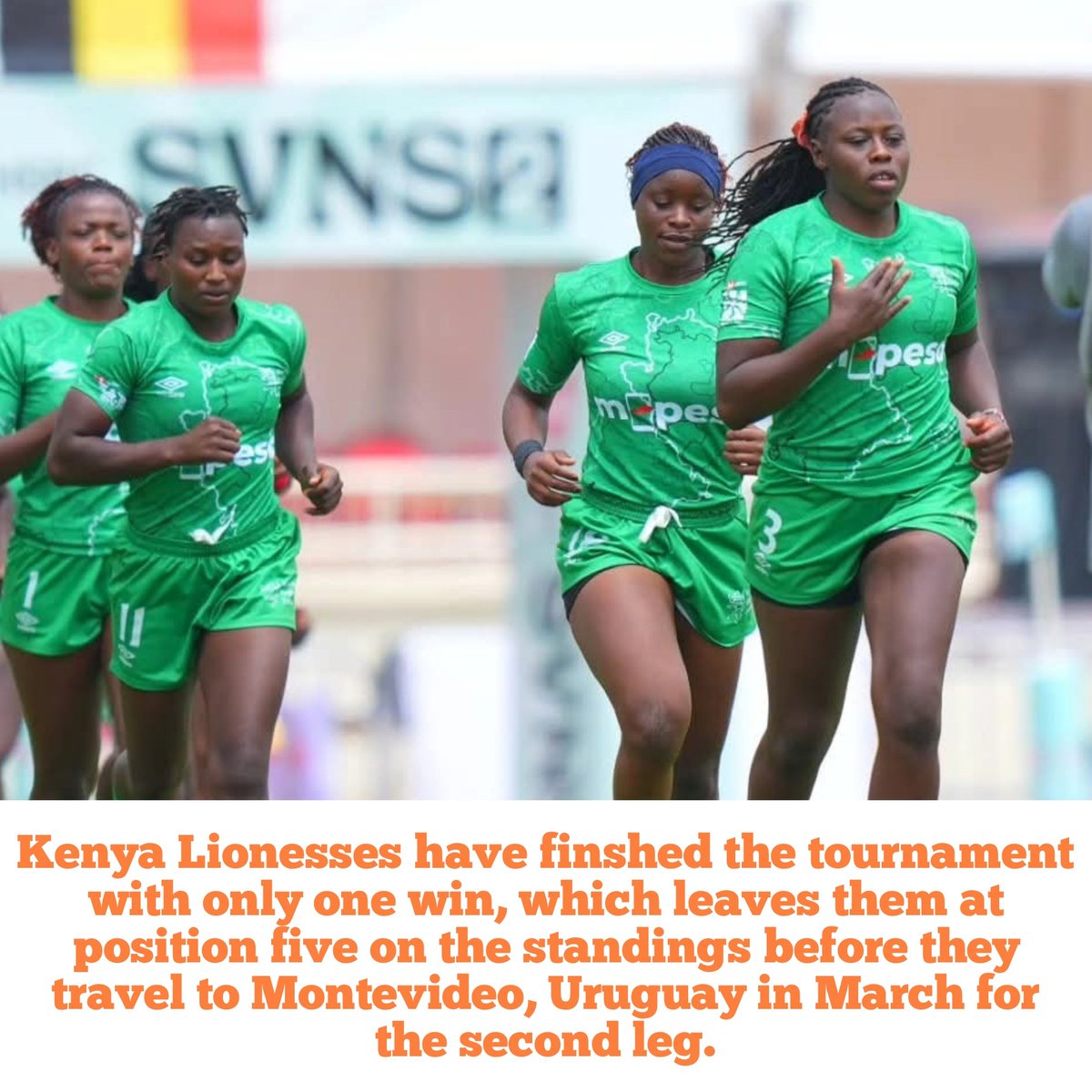 ScrumShutter's tweet image. Lionesses sit at position five after the #HSBCSVNS2 Nairobi leg.

Next stop is Montevideo, Uruguay🇺🇾

We wish them well in their preparations 💪

#RugbyKE | #HSBCSVNS