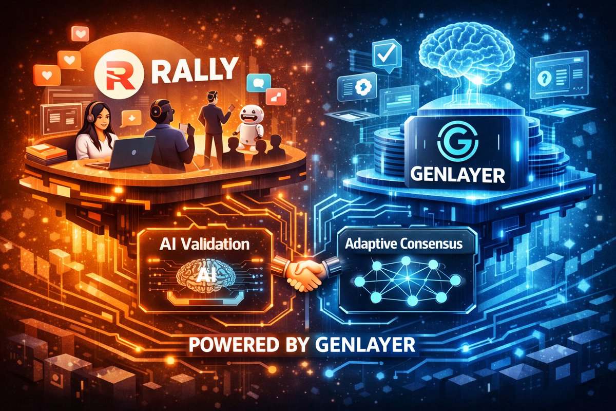 Most people see Rally as a creator movement but the real engine behind it is infrastructure. <a href="/RallyOnChain/">Rally</a> works because <a href="/GenLayer/">GenLayer</a> allows AI-native validation and subjective decisions directly onchain. Traditional blockchains need fixed rules, while Rally needs flexible judgment.