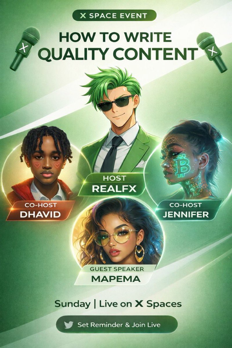 Good afternoon fams!!

How is your Sunday going??

Today is a blessed day already

If you are seeing this post, kindly click the link to book yourself in and get ready for the space tonight

x.com/i/spaces/1djxX…

We have been bringing vibes and pon vibes on X

Always stay