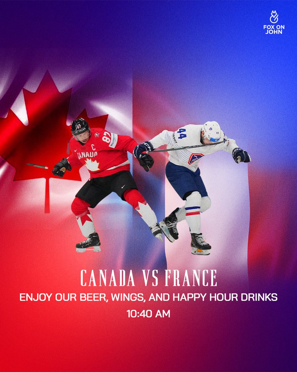 🇨🇦 Canada vs France LIVE at 10:40 AM! 🏒

Catch all the action at Fox on John while enjoying:
🥂 Bottomless Brunch
🍽️ 20% OFF All Platters
🍷 Half-Price Wine Bottles

Make it a game day brunch to remember.

Book now at FoxOnJohn.ca
📍 106 John St, Toronto