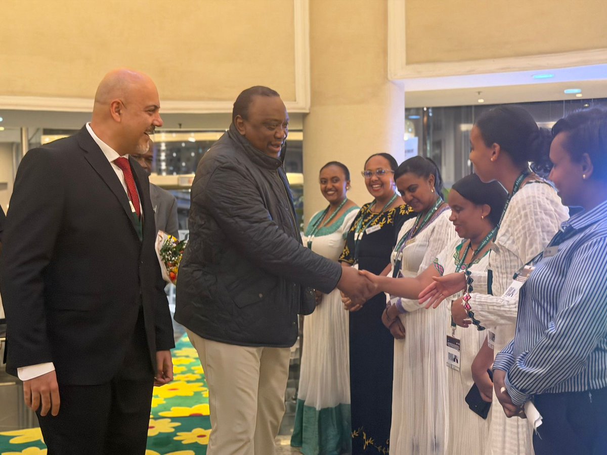 4thPresidentKE's tweet photo. His Excellency President (Rtd) Uhuru Kenyatta, the 4th President of the Republic of Kenya, attended the 39th Ordinary Session of the Assembly of Heads of State and Government held from 14th to 15th February 2026 in Addis Ababa, Ethiopia, where he participated in several engagements, including the official opening session and a closed-door meeting with sitting Heads of State and country representatives.