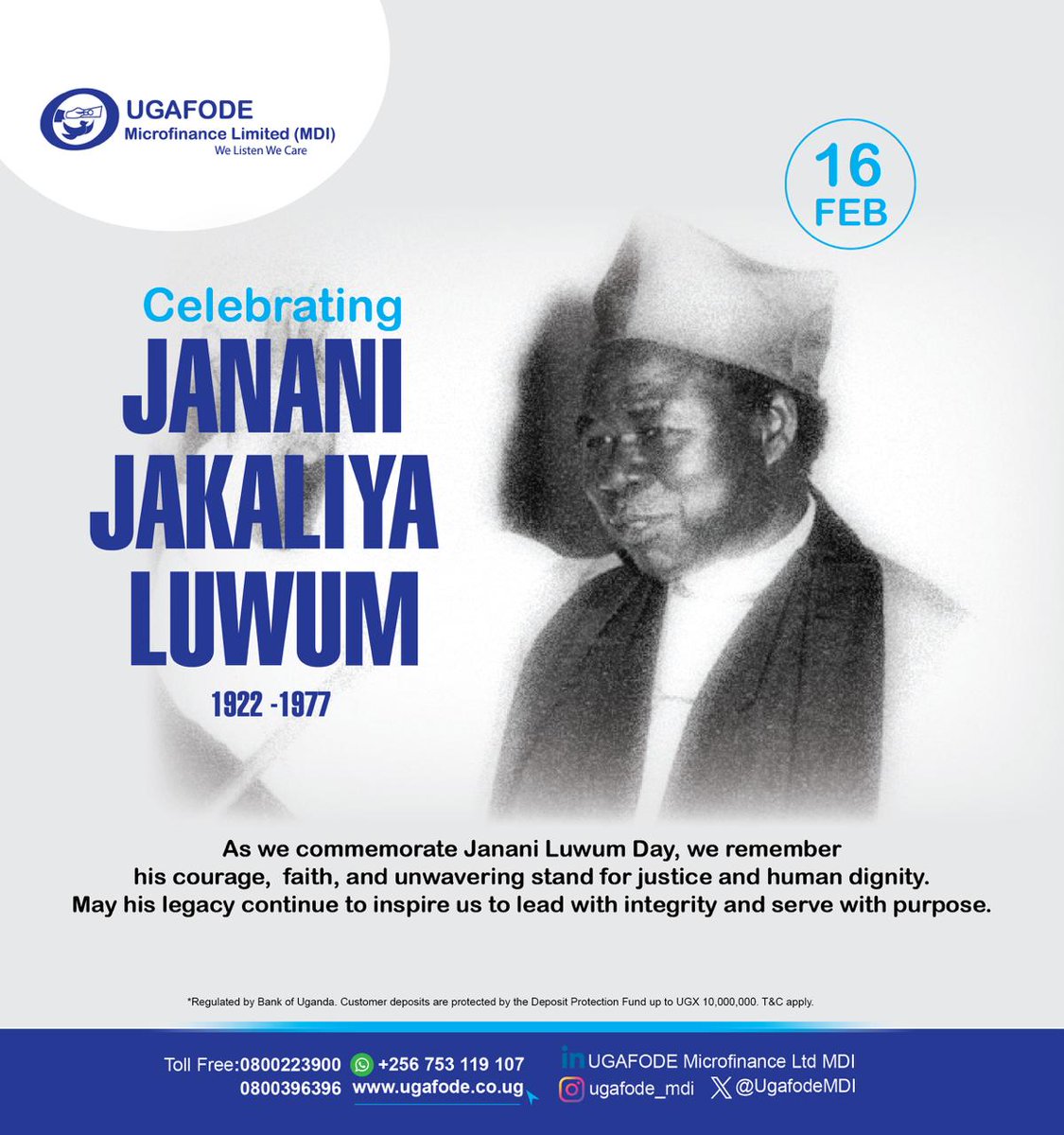ugafodeug's tweet photo. Honoring the courage and faith of a true hero who stood for justice and truth. His legacy reminds us that integrity and faith can shape a nation. #JananiLuwum #Faith #Justice #Uganda #ugafode https://t.co/Jm9yaVExwm