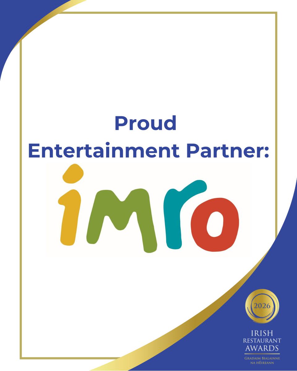 restawards's tweet image. We are pleased to welcome IMRO as the official entertainment partner of the Irish Restaurant Awards 2026. 

Thank you for your valued support @imro_music 

#FoodOscars #IrishRestaurantAwards2026 #IMRO