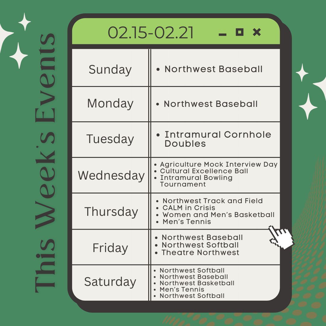 We hope you had a great Valentine's Day! Check out what is happening on campus this week!