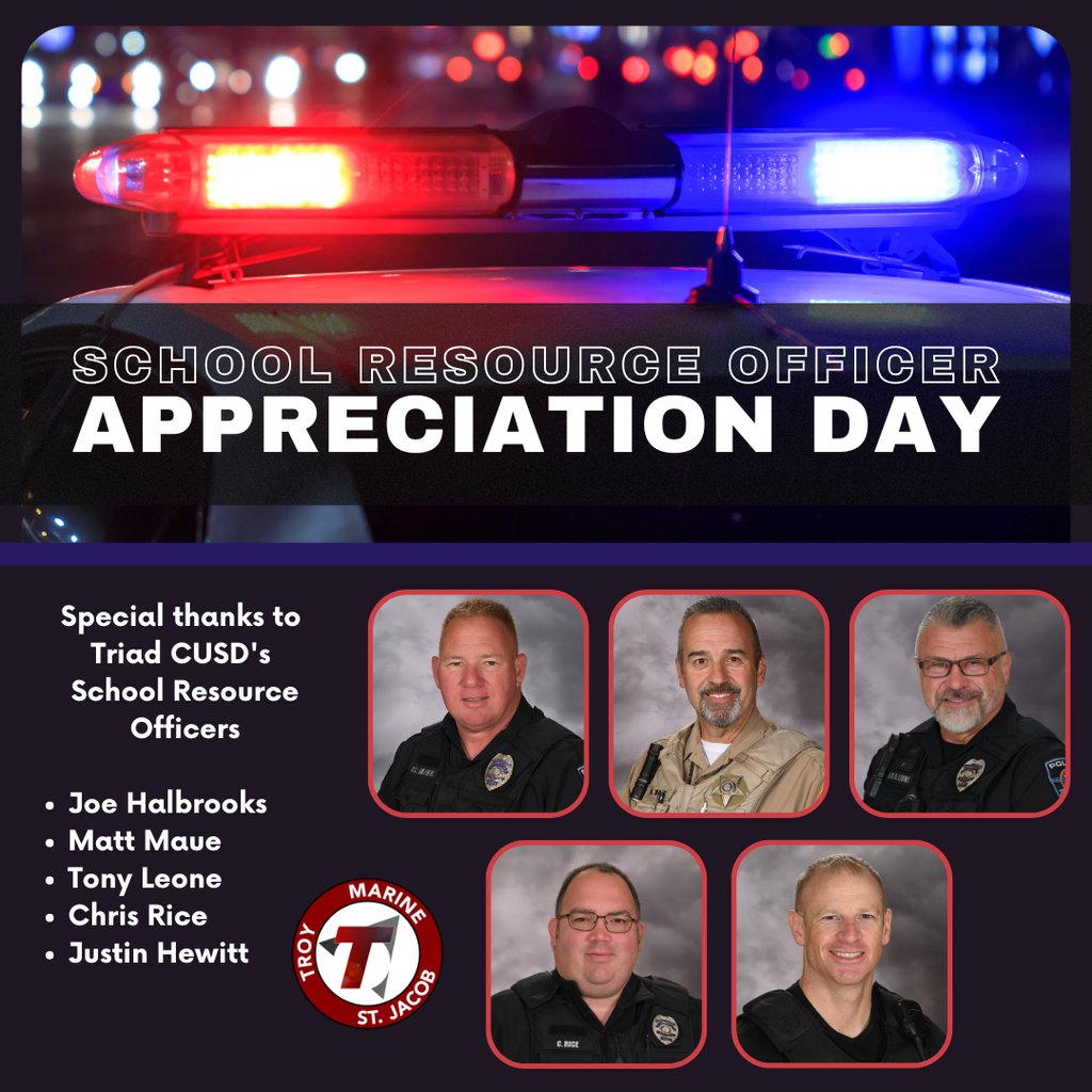 Happy National School Resource Officer Day to our outstanding SROs! Thank you for keeping our students safe, being positive role models, and making Triad schools a better place every day. We appreciate you! 🚔💙 #Growing2gether