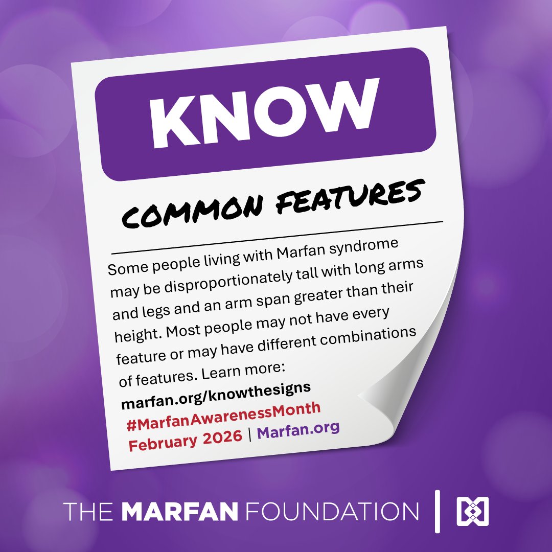 MarfanFdn's tweet photo. While Marfan presents uniquely in every individual, knowing some common features matters. 

#Marfan2026 #MarfanAwareness #KnowConnectThrive #Marfan #Marfans #MarfanSyndrome https://t.co/nfhWpvVwGR