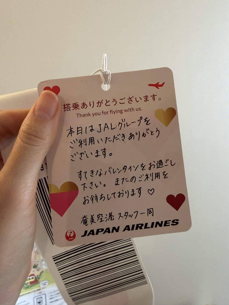 _mayu__t_'s tweet photo. バレンタインデーにJAL乗ったらキャリーバッグに付いていた❤️📝
手書きだなんておJALさん素晴らしい🥹
#JAL https://t.co/ujSSwaBTOA