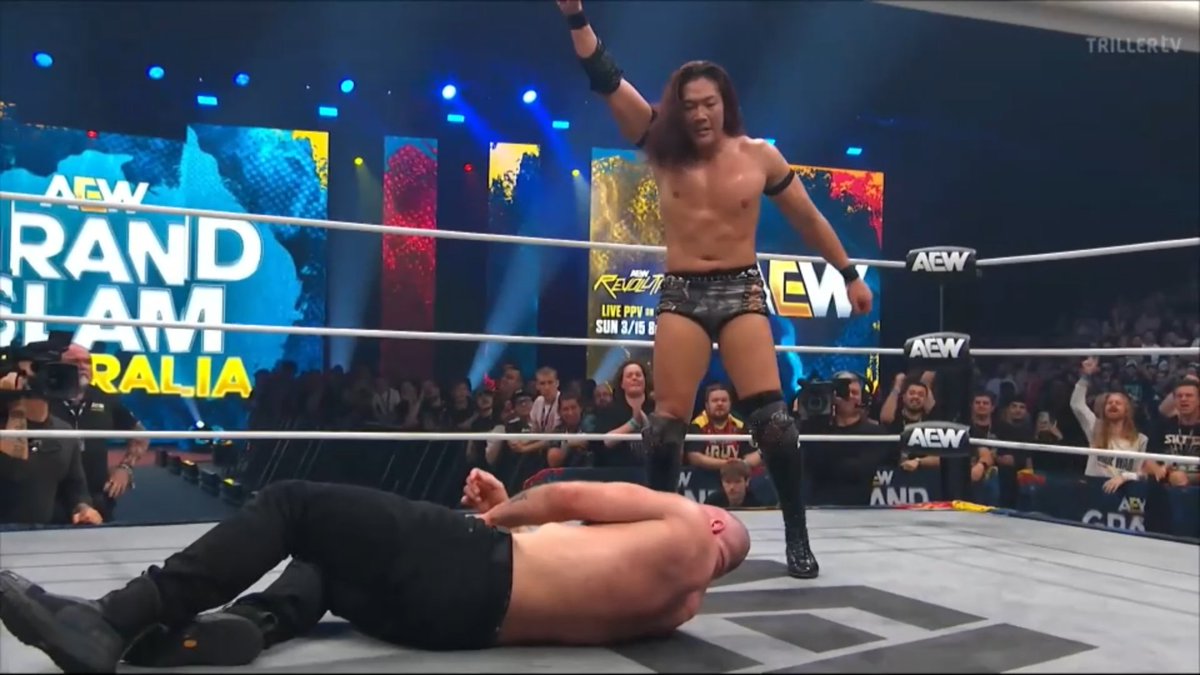 Props to Konosuke Takeshita for being the only Don Callis Family member to stand up to The Deathriders. 

Both of these stables should have had a turf war by now. Yet, the bigger of the two are pussyfooting around the other. 
#AEWGrandSlamAustralia #AEW