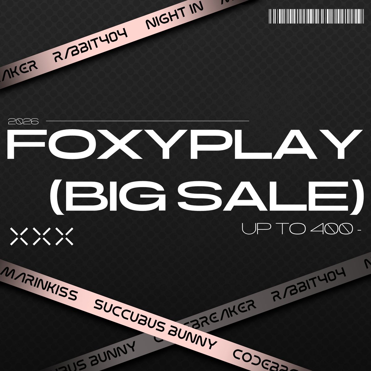 🌸 期間限定 400円OFFセール 🌸
3月31日まで開催中

RT＋フォロー してくださった方の中から
抽選で 5名様にお好きなフルパック をプレゼントいたします 🎁
BOOTH 🛍️ foxyplay.booth.pm

FOXYPLAYの人気コスチュームが
表示価格より400円引き でご購入いただけます。

セクシーなデザインも、