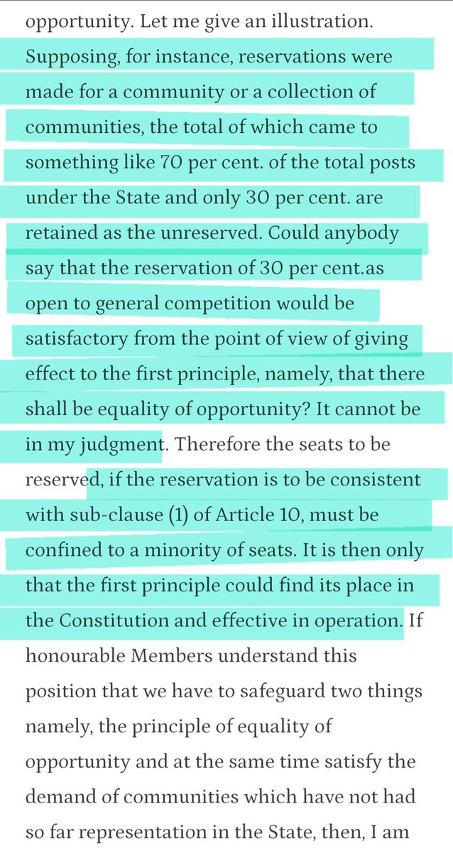 डॉ अंबेडकर ने कहा था-
"अवसरों की समानता, जो कि मौलिक अधिकार है, उसको बचाये रखने के लिए ज़रूरी है कि आरक्षण हमेशा minority सीट्स पर ही रहे!
अगर कभी आरक्षण बढ़कर 70% जैसा हो गया , तो क्या ये कभी सही हो सकता है? मेरे हिसाब से बिल्कुल नहीं"

यानी अखिलेश यादव, अंबेडकर जी के विचारों के