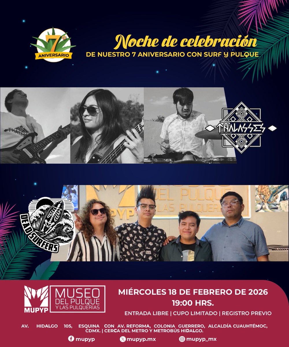 Este miércoles! Thalasses + @deadsurfers @ MUPYP - Museo del Pulque y las Pulquerías MISSING FINK RECORDS #thalasses #surfmusic #surf #missingfinkrecords
